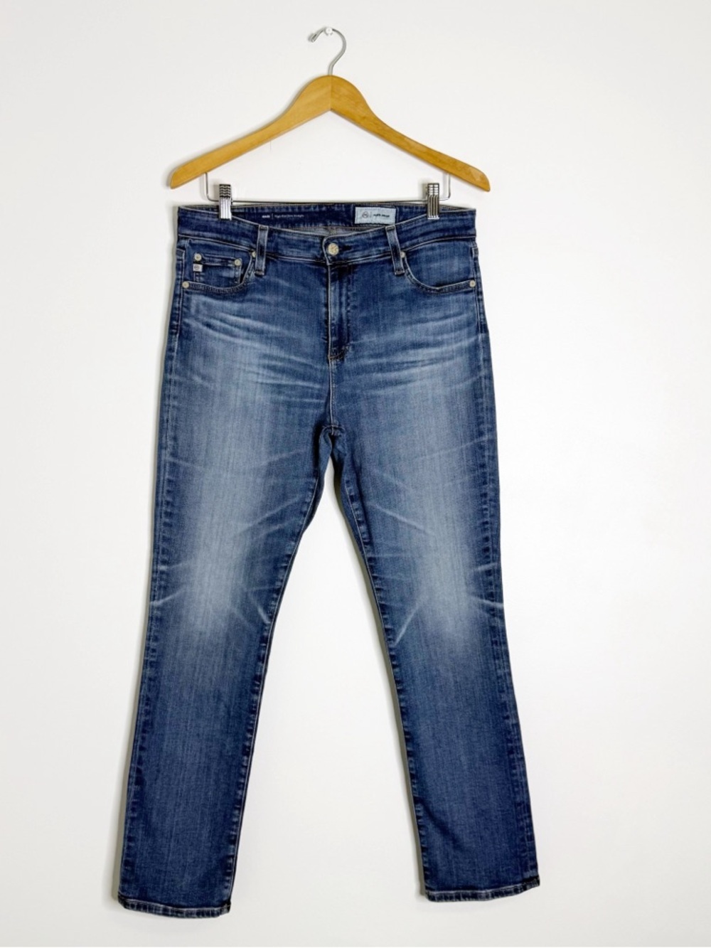 AG Adriano Goldschmied Mari High Rise Slim Straight Jeans Size 31 Medium Wash